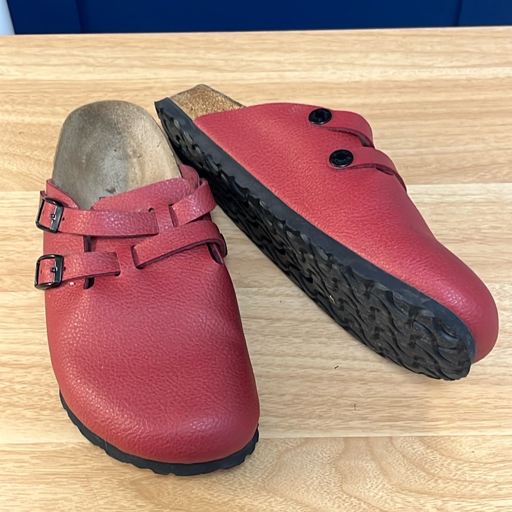 Birkenstock Birkis Camden Clogs leather slip on cherry red 8.5 39